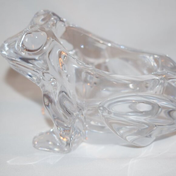 Vintage Art Vannes Crystal Frog Ashtray Trinket Dish Signed EUC - Picture 2 of 4